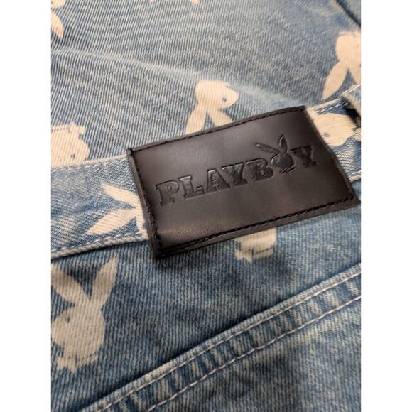 Playboy Jeans Womens Blue Denim Straight Leg Logo Spell Out Embroidery 36X31 - Picture 7 of 8